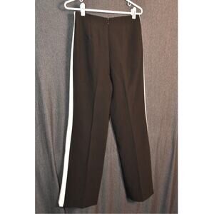 NEW Bebe Women's 6 High Waist Wide Leg Stripe Contrast Trim Pants Black NWT